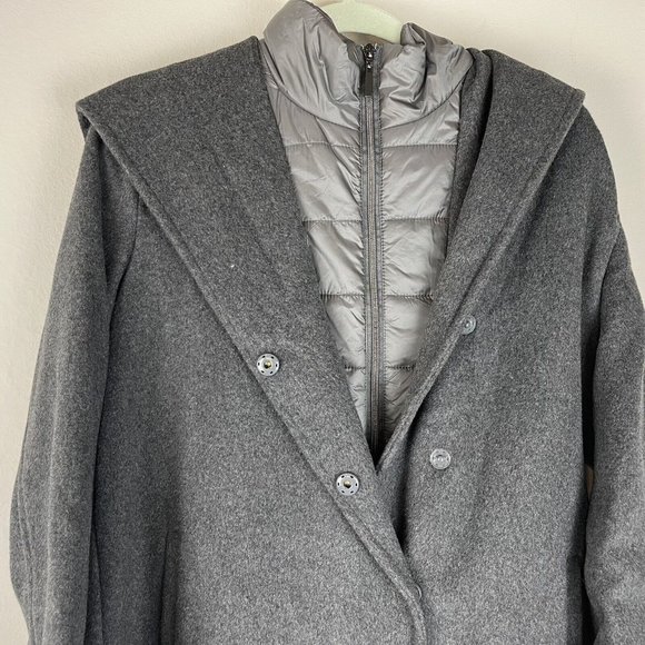 GALLERY Melange Hooded Wool Blend Quilted Bib Coat ~ NWT - Picture 3 of 10